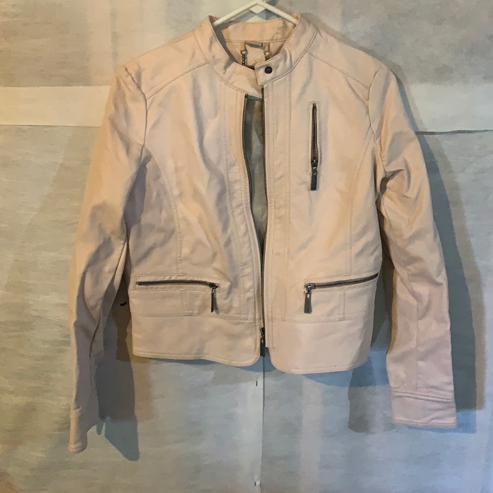 Light Pink Leather- look jacket, size XL